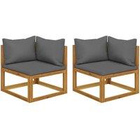 Berkfield Home Sectional Corner Sofas 2 pcs with Cushions Solid Wood Acacia in Grey