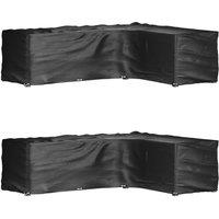 Berkfield Home L-Shaped Garden Furniture Covers 2 pcs 16 Eyelets 260x210x80 cm in Black | Size: 260 x 210 x 80 cm