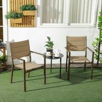 OUTSUNNY 2 PCs Garden Dining Chairs, Stackable Design Aluminium Outdoor Armchairs in Brown | Size: 2 Pack