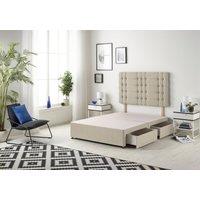 Somnior Bliss Divan Bed Base With 4 Drawers & Headboard Tweed in Natural | Size: Small Double