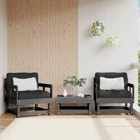 Berkfield Home Garden Chairs with Cushions 2 pcs Grey Solid Wood Pine