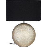 Orsina Table Lamp, Frosted Glass Base With Textured Wave Pattern, Soft White Shade For Gentle Ambient Lighting in Gold