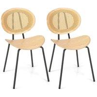 Costway Set of 2 Rattan Dining Chair Modern Side Accent Armless Chairs W/ Mesh Backrest