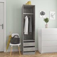 Berkfield Home Wardrobe with Drawers Concrete Grey 50x50x200 cm Engineered Wood | Size: 50 x 50 x 200 cm