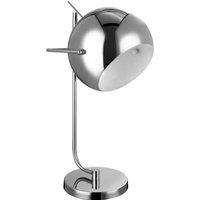 Orsina Chrome & White Interior Table Lamp, Polished Chrome Stem With Glossy Dome Shade, Luxe Bedside or Desk Lamp in Silver