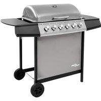 Berkfield Home Gas BBQ Grill with 6 Burners Black & Silver (FR/BE/IT/UK/NL only)