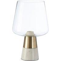 Orsina Glass Table Lamp with Marble Base, Brass Finish Decorative Desk Light, Luxe Table Light for Living Room in Gold