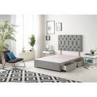Somnior Premier Divan Bed Base With 4 Drawers & Headboard Tweed in Grey | Size: King