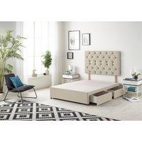 Somnior Premier Divan Bed Base With 4 Drawers & Headboard Tweed in Natural | Size: King