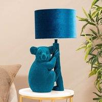 ValueLights Kevin Teal Velvet Koala Animal Table Lamp