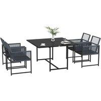 5 Pieces Patio Dining Set Outdoor Table and Chairs Space-Saving Dark Grey