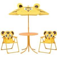 3 Piece Kids' Garden Bistro Set with Parasol Yellow