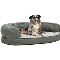 Ergonomic Dog Bed Mattress 75x53 cm Linen Look Fleece Grey