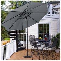 3M Large Rotating Patio Parasol for Outdoor Sunshade and Rain with Floral-Pattern Base
