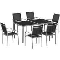 7 Piece Garden Dining Set, Steel Outdoor Table and Chairs