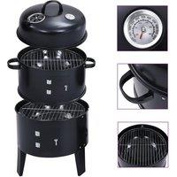 3-in-1 Charcoal Smoker BBQ Grill 40x80 cm