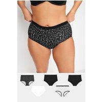 Yours Women's 5 Pack Butterfly Print Full Briefs in Black | Size: 38-40