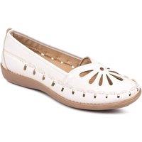 Chums Women's Wide Fit Slip On Cut Out Shoe in White | Size: 8