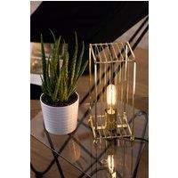 Orsina Gold Table Lamp, Luxe Gold Metal Base With Sculptural Geometric Design, Black Fabric Shade For Warm