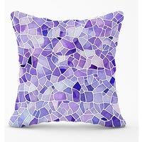 Warren Reed - Designer Purple & White Mosaic Design Outdoor Cushion | Size: 45 cm x 45 cm