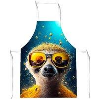 Warren Reed - Designer Meerkat With Golden Glasses Splashart Apron in Yellow