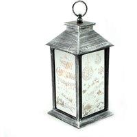 Shatchi Lights Up LED Christmas Lantern Rustic Silver PVC Warm White Xmas Home Decorations Gifts
