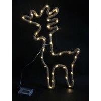 Shatchi Christmas Reindeer Stag Silhouette LED Hemp Rope Lights Xmas Decoration Battery Operated Holiday Garden Home Wall Room Han in Brown