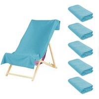 OHS 5 x Plain Microfiber Quick Dry Bath Beach Towel in Bright Blue