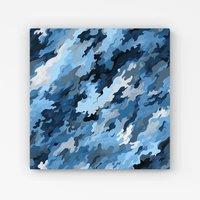 Warren Reed - Designer Blue & Grey Canvas Brushstrokes Canvas | Size: W16 x H16