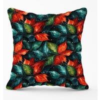 Warren Reed - Designer Christmas Watercolour Holly Leaf Outdoor Cushion in Red | Size: 45 cm x 45 cm
