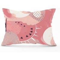 Warren Reed - Designer Abstract Pink White Cushions | Size: 60 cm x 60 cm