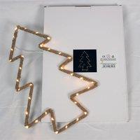 Shatchi Christmas Tree Silhouette LED Hemp Rope Lights Xmas Decoration Battery Operated Holiday Garden Hanging Decorations in Brown
