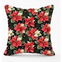 Warren Reed - Designer Poinsettia, Watercolor Style Outdoor Cushion in Red | Size: 60 cm x 60 cm