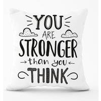 Warren Reed - Designer You Are Stronger Than You Think Outdoor Cushion in Black | Size: 60 cm x 60 cm