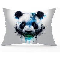 Warren Reed - Designer Panda Face Splashart Light Background Cushions in Blue | Size: 45 cm x 45 cm