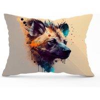 Warren Reed - Designer Hyena Face Splashart Light Background Cushions in Brown | Size: 45 cm x 45 cm