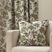 Wylder Pomegranate Jacquard Piped Polyester Filled Cushion in Green | Size: 50 cm x 50 cm