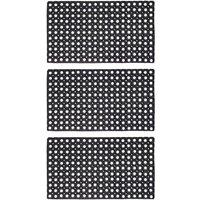 JVL Contract Rondo Rubber Ring Scraper Doormat, 50x100 cm, Pack of 3