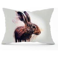 Warren Reed - Designer Hare Face Splashart Cushions in Brown | Size: 45 cm x 45 cm
