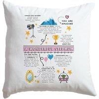 Afewhometruths Gift For Step Mum Amazing Facts Love Cushion - birthday, mother's day gift in Off-White | Size: 40 cm x 40 cm