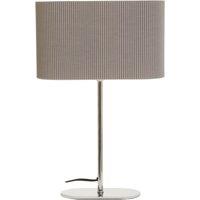 Orsina Silver Table Lamp, Shiny Silver Ceramic Base With Ribbed Texture, White Fabric Shade For Soft in Grey