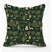 Warren Reed - Designer Green Christmas Woodlands Outdoor Cushion | Size: 45 cm x 45 cm