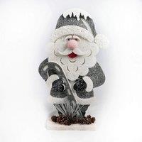 Shatchi 52cm Santa Christmas Tabletop Figures Window Holiday Home Xmas Glitter Foam Showpiece Decorations in Silver