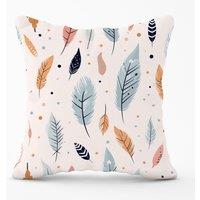 Warren Reed - Designer Pastel Feather Pattern Outdoor Cushion in Blue | Size: 60 cm x 60 cm