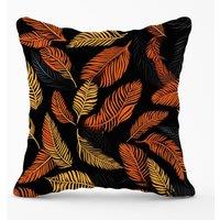 Warren Reed - Designer Orange Feather Leaves Outdoor Cushion | Size: 45 cm x 45 cm