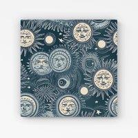 Warren Reed - Designer Silver Blue Moon & Stars Canvas | Size: W16 x H16