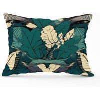 Warren Reed - Designer Green Beige Tropical Leaves Cushions | Size: 45 cm x 45 cm