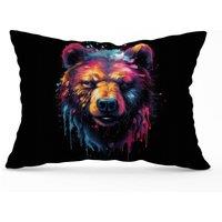 Warren Reed - Designer Splashart Bear Face Cushions in Brown | Size: 60 cm x 60 cm