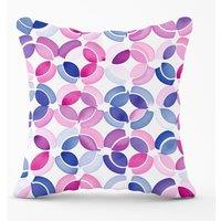 Warren Reed - Designer Interlocking Pink Blue Shape Outdoor Cushion | Size: 60 cm x 60 cm