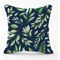 Warren Reed - Designer Watercolor Leaves Outdoor Cushion in Green | Size: 60 cm x 60 cm